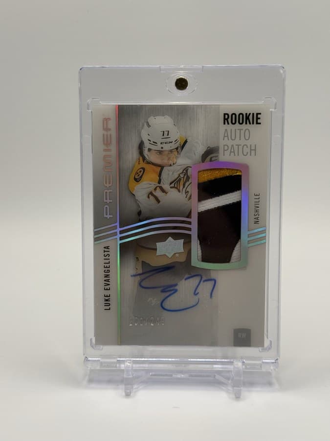 Luke Evangelista — Premier Rookie Auto Patch /249 — Graded